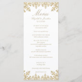 Menu Gold Sepia Tones Winter Snowflake Mariage (Devant)