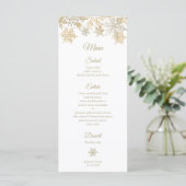 Menu Gold Snowflakes Elégant Hiver Mariage Rackcard (Debout devant)