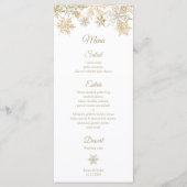 Menu Gold Snowflakes Elégant Hiver Mariage Rackcard (Devant)