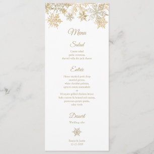 Menu Gold Snowflakes Élégant thème de Noël d'hiver