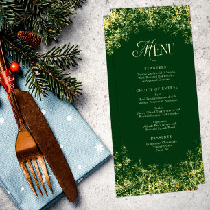 Menu Gold Snowflics Green Christmas Diner