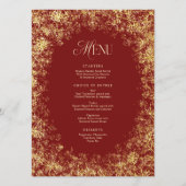 Menu Gold Snowflics Red Christmas Holiday Dinner (Devant)