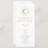 Menu Gold Stars Celestial Sunburst Moon Wedding Program (Devant / Derrière)