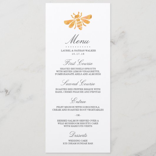 Menu Golden Bee Wedding (Voorkant)