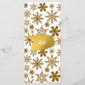 Menu Golden Snowflakes Festive Mariage de Noël (Dos)