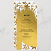 Menu Golden Snowflakes Festive Mariage de Noël (Devant / Derrière)