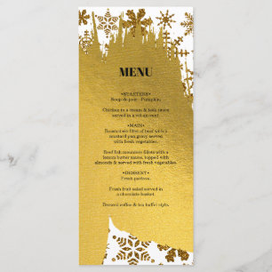 Menu Golden Snowflakes Festive Mariage de Noël
