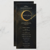 Menu Golden Stardust Eclipse Celestial Wedding Programm (Devant / Derrière)