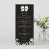 Menu Goth Skulls Floral Black And Gold Gothic Wedding (Debout devant)