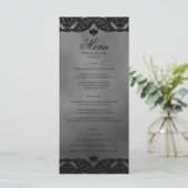 Menu Gothic Grey Medieval Black Ornate Lace Wedding (Debout devant)