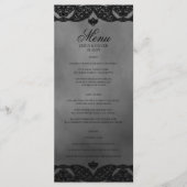 Menu Gothic Grey Medieval Black Ornate Lace Wedding (Devant)