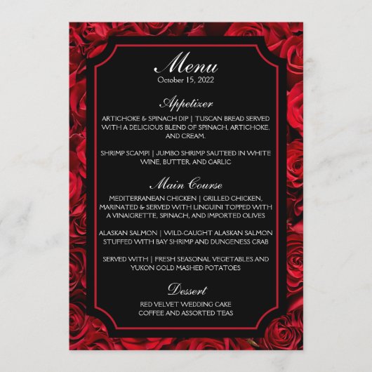 Menu Gothic Roos Wedding (Voorkant)