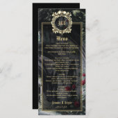 Menu Gothic Ruins Floral Roses Wedding (Devant / Derrière)