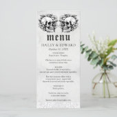 Menu Gothique Floral Crâne noir et blanc Mariage (Debout devant)