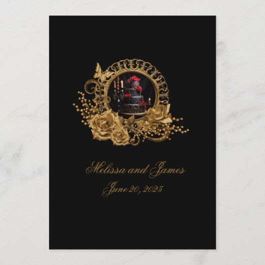 Menu Gothique Romance Mariage Réception Dîner (Dos)