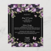 Menu Gothique Violet & Noir Moody Quinceañera (Devant / Derrière)