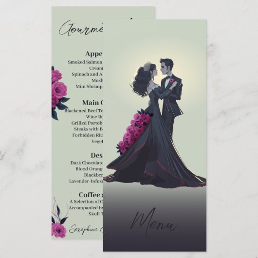 Menu Gourmet Élégant pour Amoureux Gothiques Roman (Devant / Derrière)