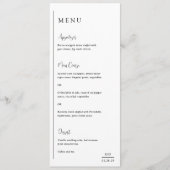 Menu Grace noir et blanc Mariage moderne (Devant)