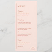 Menu Grace Peach Mariage moderne (Devant)