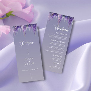 Menu Gradient lunaire violet Floral moderne Mariage