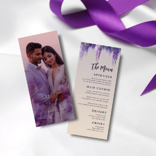 Menu Gradient Whimsical violet Mariage photo floral
