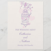 Menu grand mariage rose violet en cage pour oiseau (Devant)