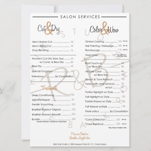 Menu graphique du service R&B Gold (Devant)
