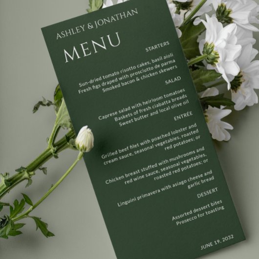 Menu Gras minimaliste - Mariage