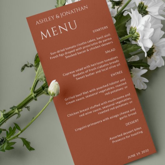 Menu Gras minimaliste - Mariage