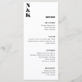 Menu Gras Monogramme Mariage noir et blanc personnalisa (Devant)