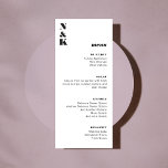 Menu Gras Monogramme Mariage noir et blanc personnalisa<br><div class="desc">Menu Personnalisable Gras Monogramme Mariage noir et blanc</div>
