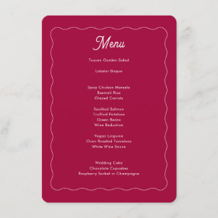 Menu Gras Retro rose Magenta Mariage de trame de vague