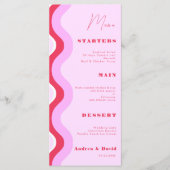 Menu Gras Retro Wave Curvy Stripes rose et rouge Mariag (Devant)