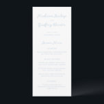 Menu Gras Script Poudre Bleu Mariage élégant<br><div class="desc">Menus mariages de style classique avec un design simple mais élégant avec vos noms dans le script et vos détails dans les polices serif.</div>