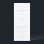 Menu Gras Script Poudre Bleu Mariage élégant<br><div class="desc">Menus mariages de style classique avec un design simple mais élégant avec vos noms dans le script et vos détails dans les polices serif.</div>