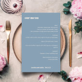 Menu Gras Simple Dusty Blue Simple Custom Wedding