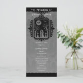 Menu Graveyard Vows Black & Grey Gothic Wedding Program (Debout devant)