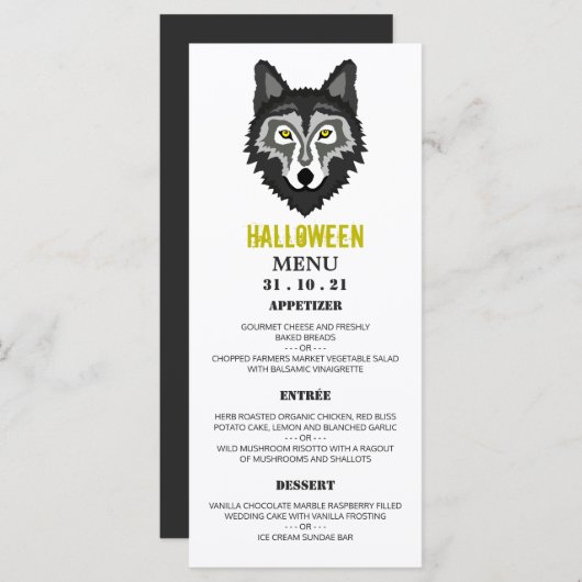 Menu Gray Wolf, Parti d'Halloween (Devant / Derrière)