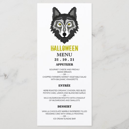 Menu Gray Wolf, Parti d'Halloween (Devant)