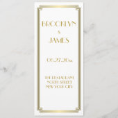 Menu Great Gatsby Art Deco Gold White Mariage (Dos)
