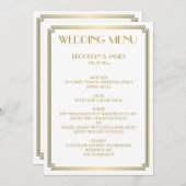 Menu Great Gatsby Art Deco Gold White Mariage (Devant / Derrière)