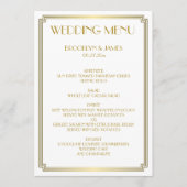 Menu Great Gatsby Art Deco Gold White Mariage (Devant)