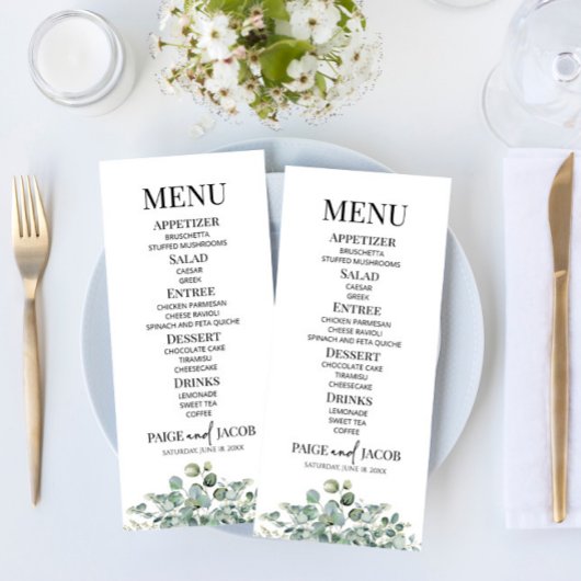 Menu Green Eucalyptus Botanical Garden Nourriture de ma