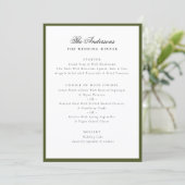 Menu Green Frame Calligraphy Name Custom Wedding Dinner (Debout devant)