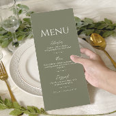 Menu Green Sage Minimaliste Mariage élégant