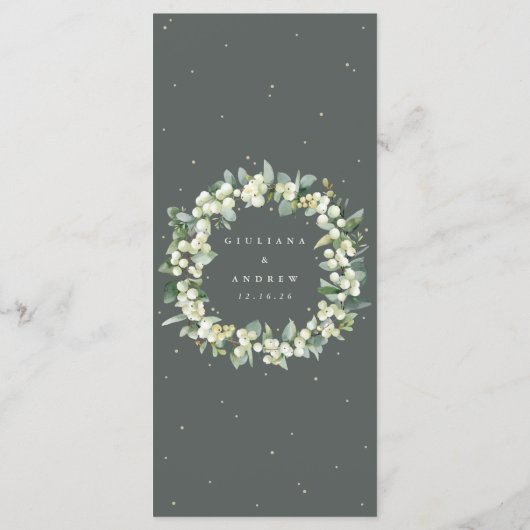 Menu Green Snowberry+Eucalyptus 4 Parcours Mariage plat (Dos)