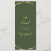 Menu Greenery Eucalyptus w/Gold Geometric Frame Wedding (Dos)