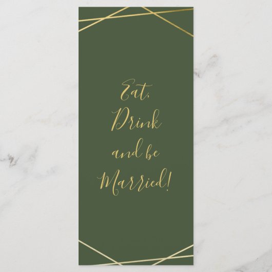 Menu Greenery Eucalyptus w/Gold Geometric Frame Wedding (Dos)