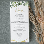 Menu Greenery Eucalyptus w/Gold Geometric Frame Wedding