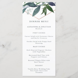 Menu Greenery Geo   Mariage Rose Gold